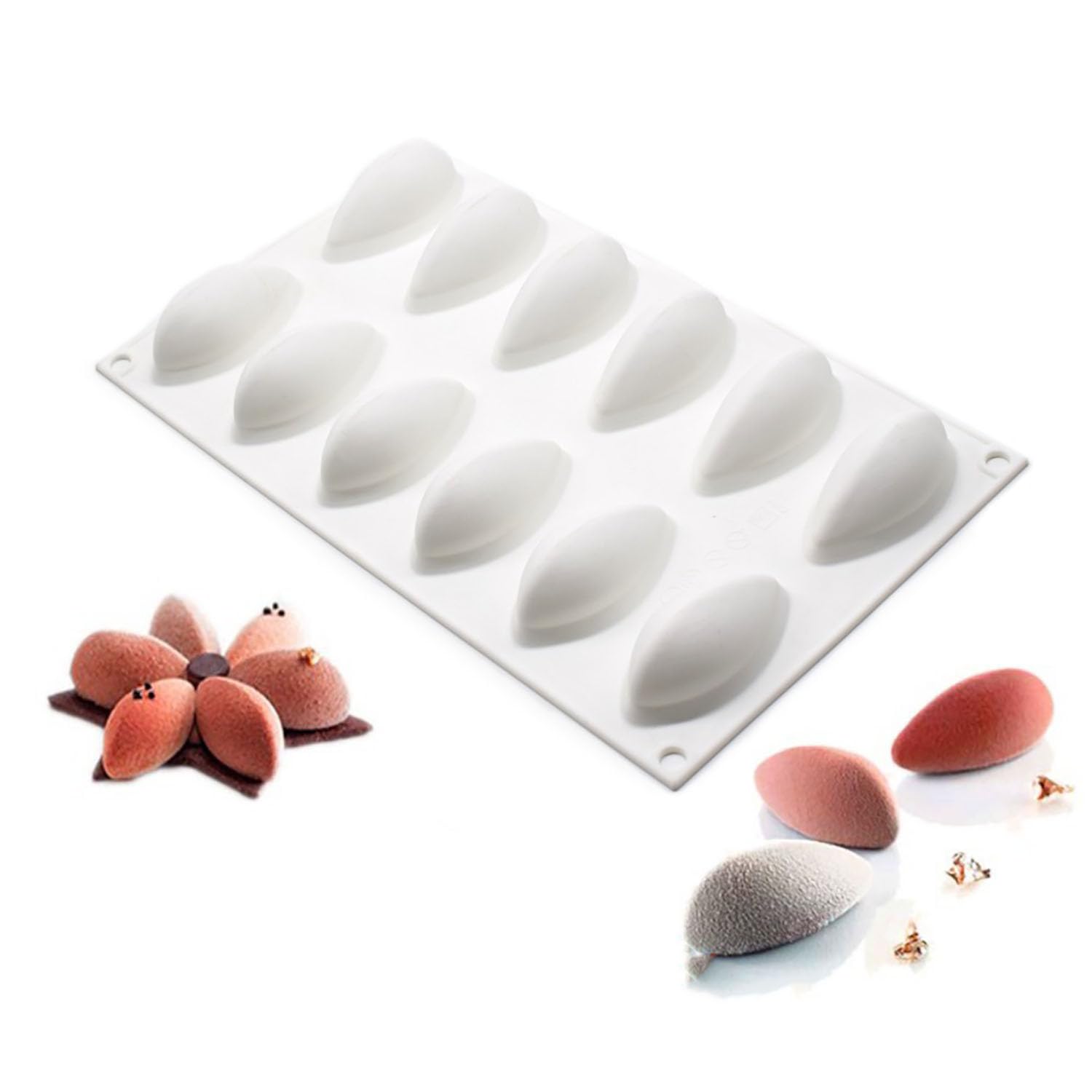 AFINSEA 3D Quenelle Dessert Silicone Baking Mold for Mousse Cake, Silicone Molds for Chocolate, French Dessert Mold for Pastry C