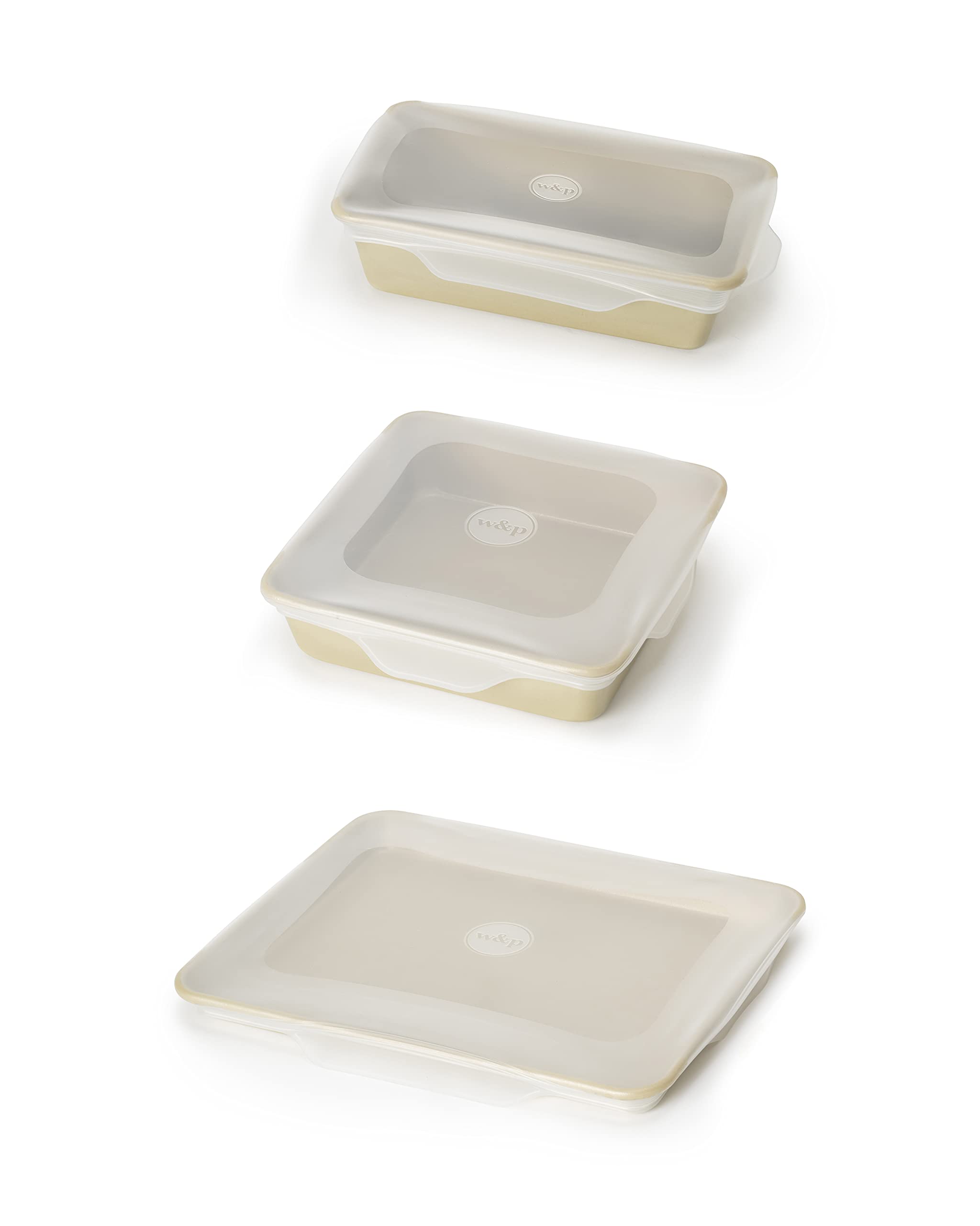 W&P Reusable Silicone Stretch Lid, Set Of 3 - Casserole (9X13), Brownie (8X8), Loaf (5 X 9), Dishwasher Safe, Freezer Safe, Lfgb