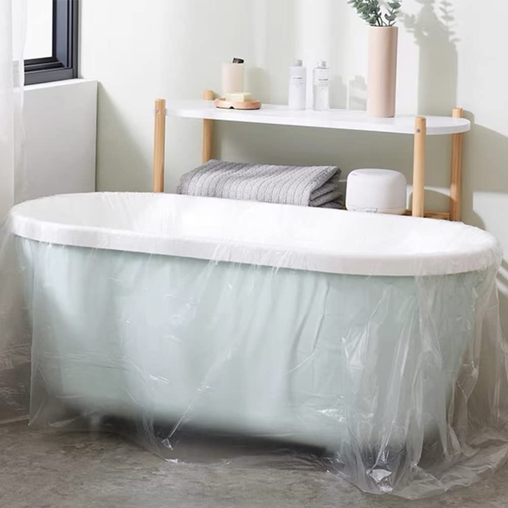 Healcity 10 Packs Of Disposable Portable Bathtub Cover Lining, Birthday Gift, Large Bathtub Liner Plastic Bag For Salon, Home An