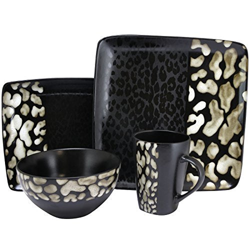 Elama ELM-SAVANNAH-BNDL18-AD Savannah 16 Piece Stoneware Dinnerware Set, 16pc