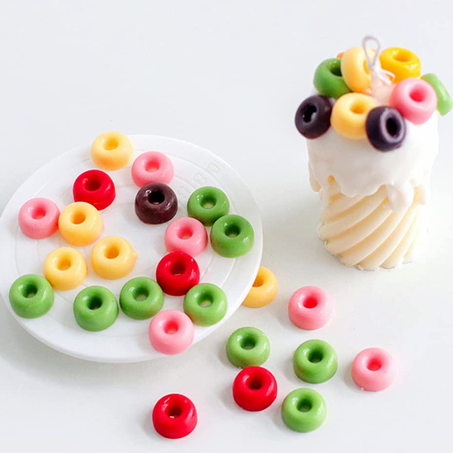 JOERSH Gummy Loop Molds  4 Silicone Candy Molds with 4 Droppers  Non-Stick Mini Donut Pans for Gummy Rings  Fruit Loop Gummies  Cereal Loops