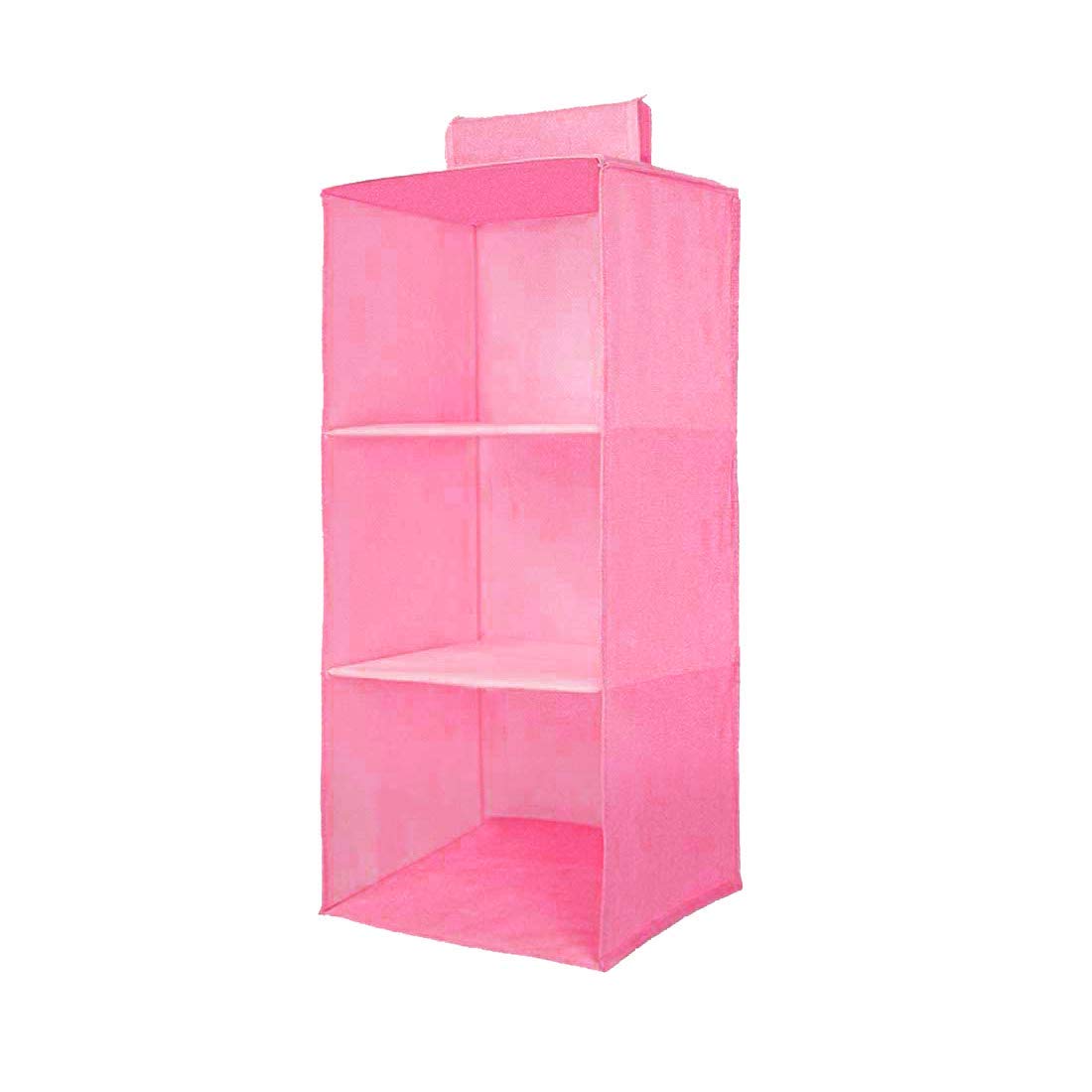Hanging Organizer 3 Shelves Wardrobe Organiser,Pink
