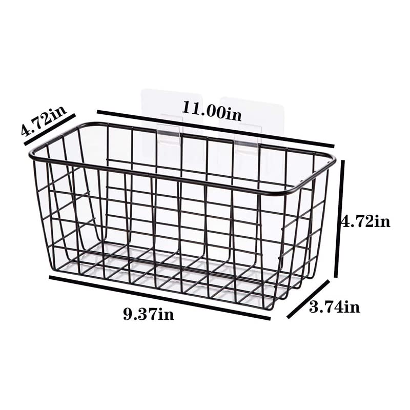 Hanging Kitchen Baskets Adhesive Sturdy Wire Storage Baskets With Kitchen Food Pantry Bathroom Shelf Storage No Drilling Wall Mo