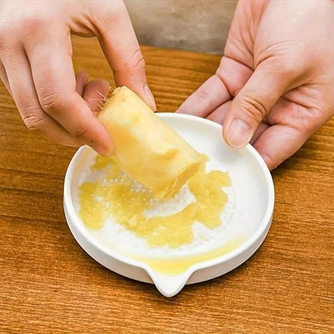 Ceramic Garlic Grater Plate With Cleaning Brush, Manual Fruit Vegetable Garlic Ginger Grinding Dish For Puree Preparation,