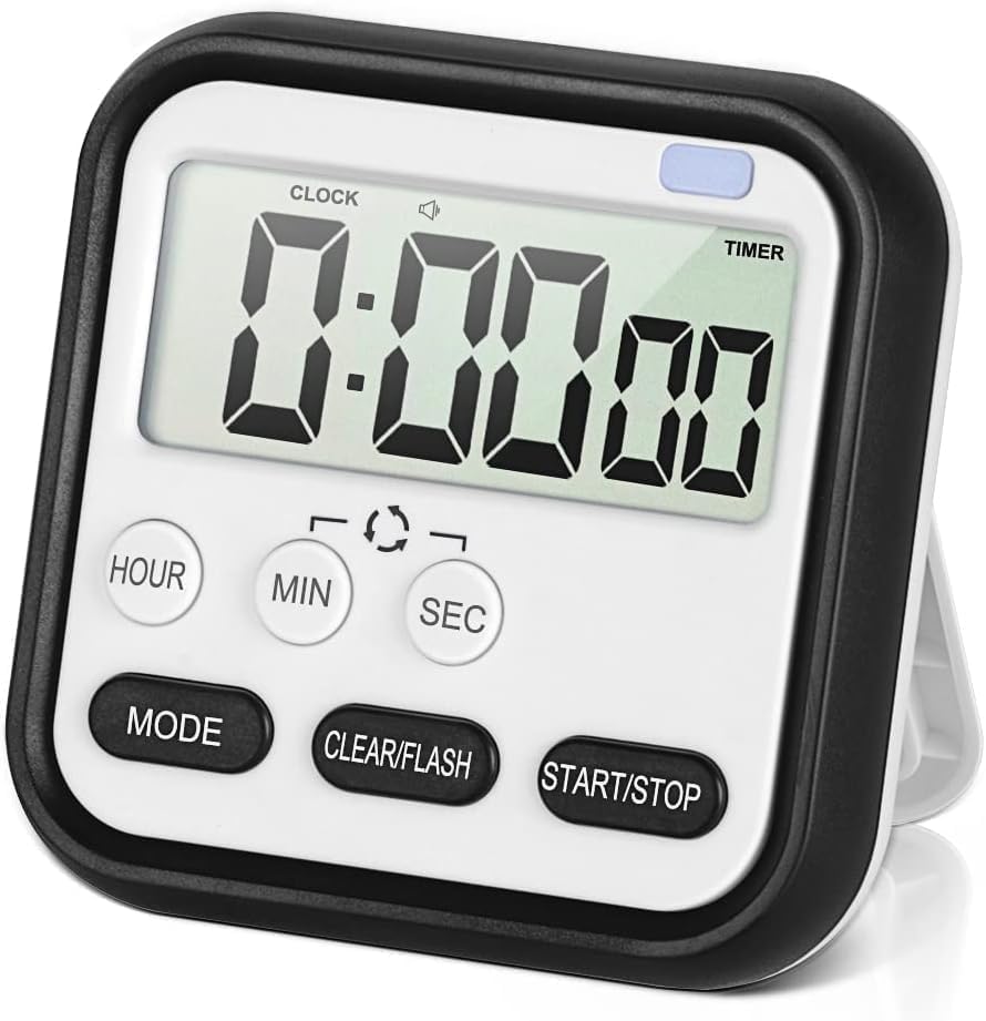 Aerys Digital Kitchen Timer And Stopwatch, Large Lcd Display, 24-Hour Countdown, Loud Alarm, Magnetic Back, Retractable Stand, F