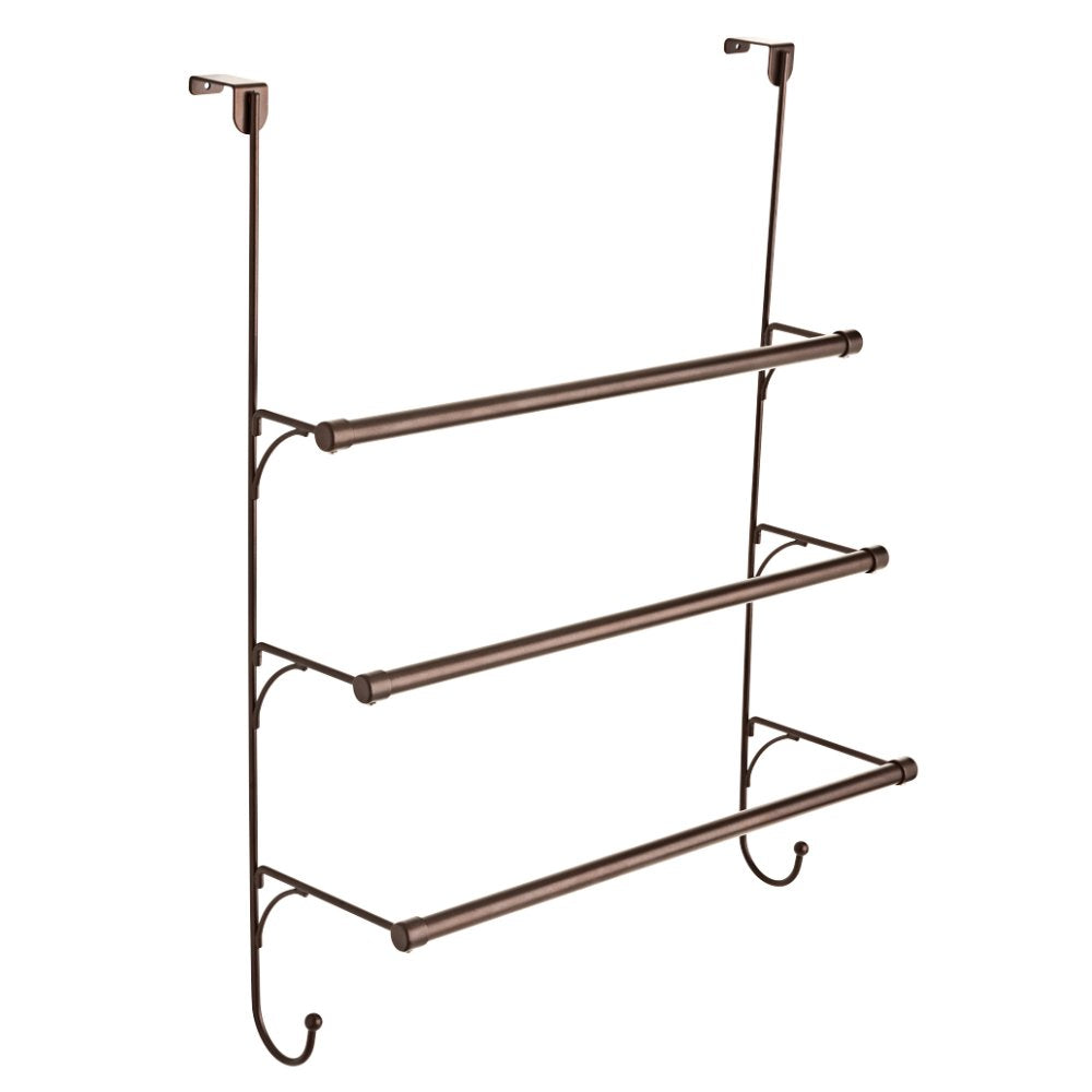 Franklin Brass (1-Pack) Over The Door Hooks Triple Towel Rack Bronze 3-Tier Towel Bar Rack With Hooks For Bathroom Organizers An