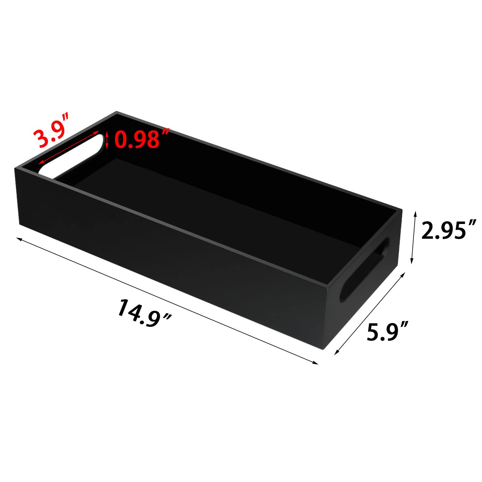 Tasybox Toilet Paper Holder with Storage  Acrylic Toilet Tank Tray  Black Bathroom Trays with Handles Vanity Tray for Home Decor