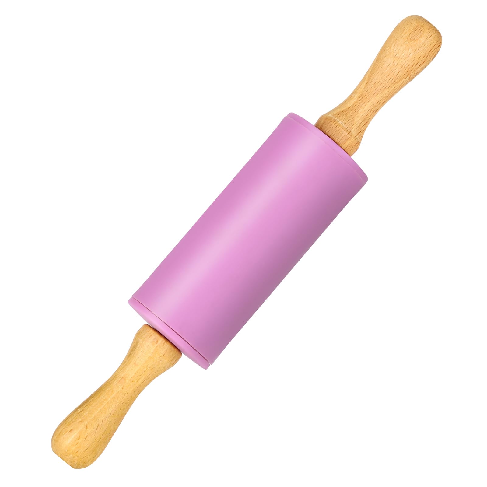Honglida Mini Silicone Rolling Pin for Kids, Non-stick Surface Wood Handle, 9 Inch 1 Pack Purple