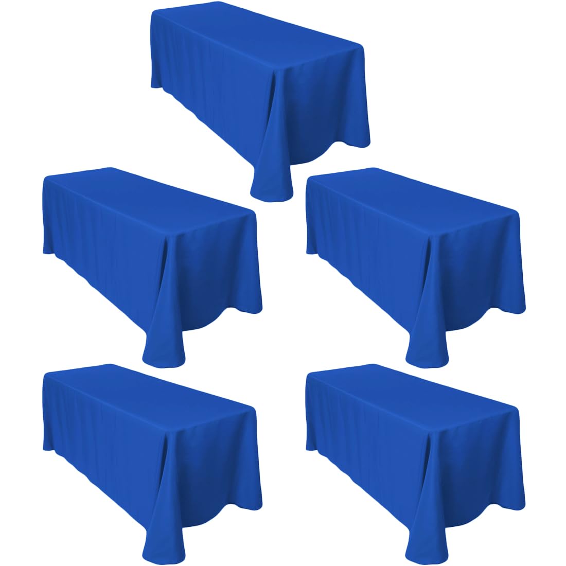 Ltc Linens 5-Pack Rectangular Tablecloths 90 In X 132 In With Rounded Corners - Royal Blue Table Cloths For 6 Ft Rectangle Table