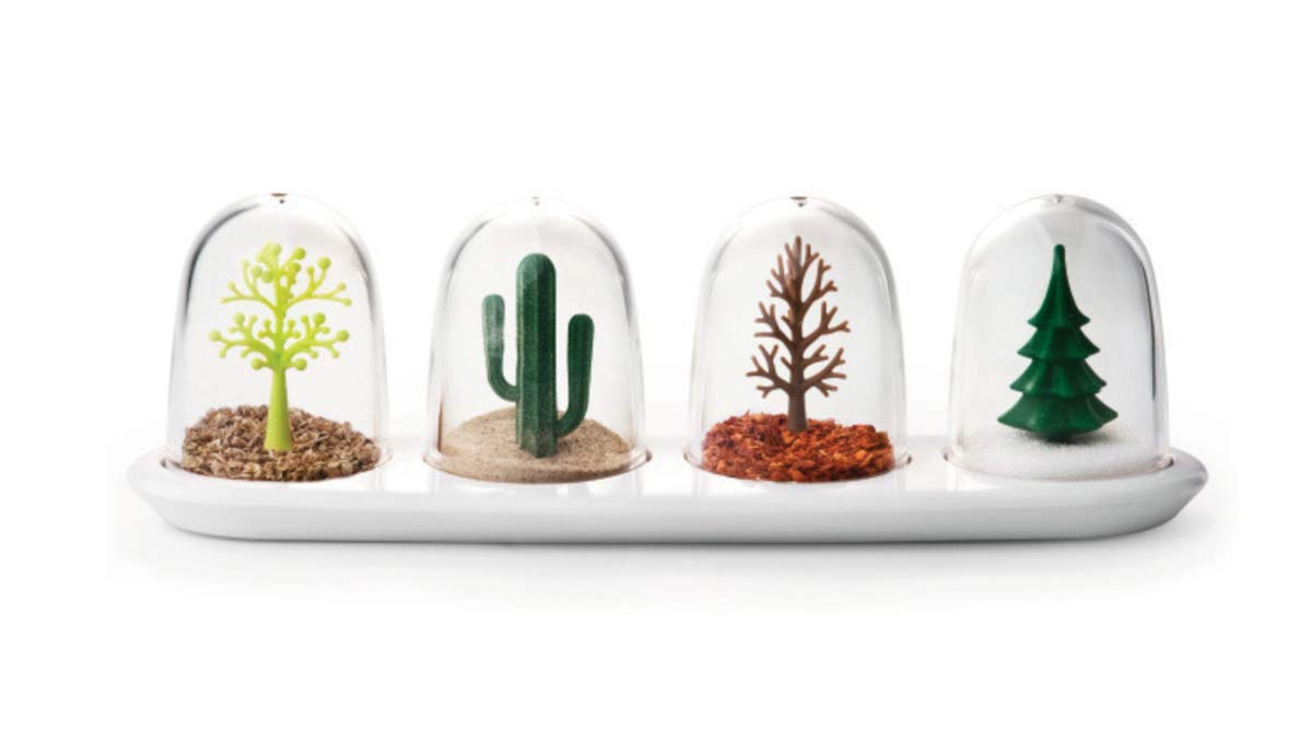 Kitchen Seasoning Jar With Tray, Seasoning Shaker, Four Seasons Design, 4 In 1