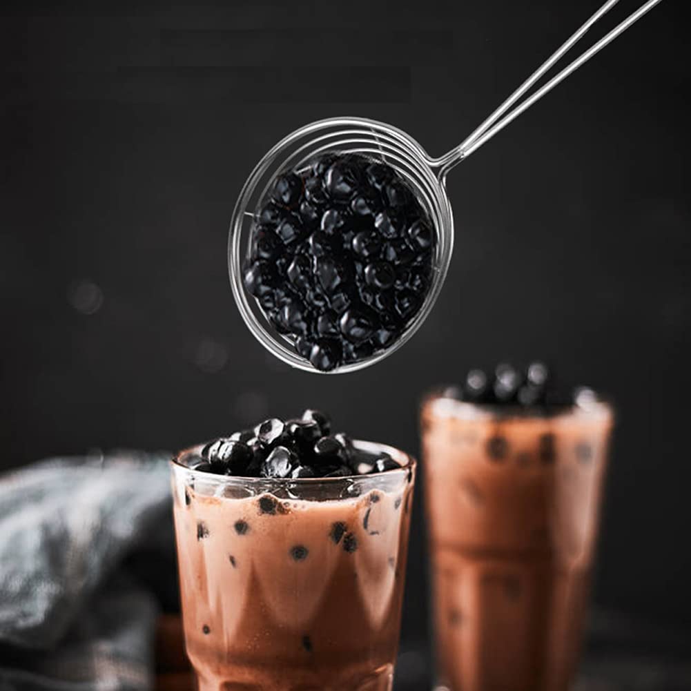 2Pcs Stainless Steel Strainer Spoons Boba Spoon Scoop Hot Pot Strainer Spoons Ladle Wire Cooking Skimmers Spoon With Handle For