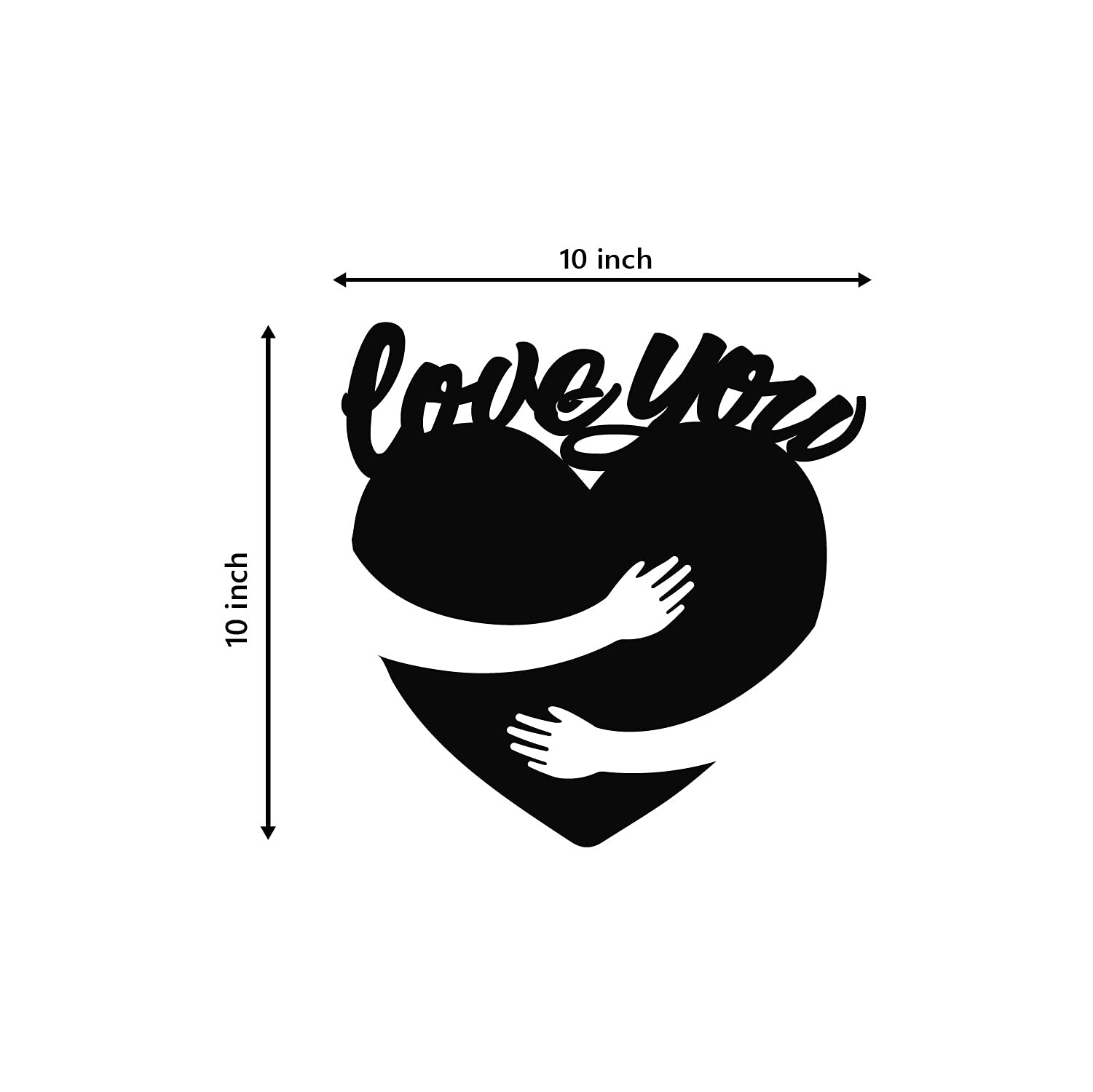 Ecraftindia Heart Hugging Love You Black Engineered Wood Cutout Wall Art Decor - Romantic Wall Hanging For Bedroom, Living Room