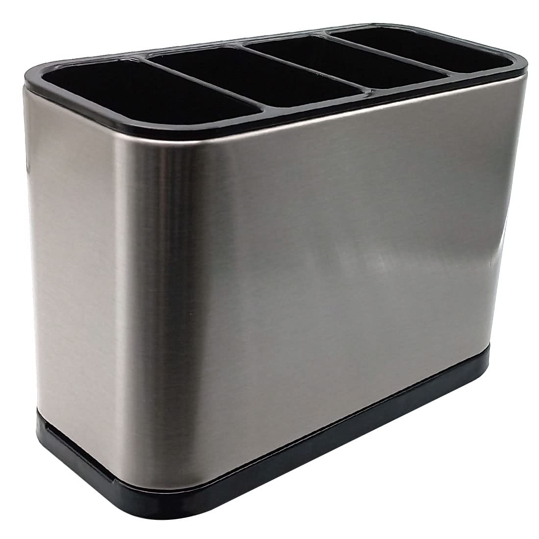 Garasani Stainless Steel Kitchen Utensil Holder For Countertop, 4 Divider Drip Tray Abs Anti Slip Kitchen Counter, Utensil Caddy