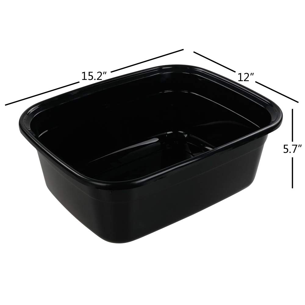 Wekioger Plastic Dish Pan  14 Quart Bus Tubs  4-Pack (Black)