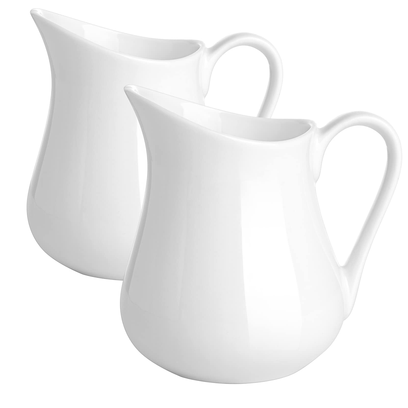 Gurygo 2 Pack 10 Oz Classic White Creamer with Handle- Fine Porcelain White Sauce Pitcher Porcelain Milk Pourer - Ceramic Creame