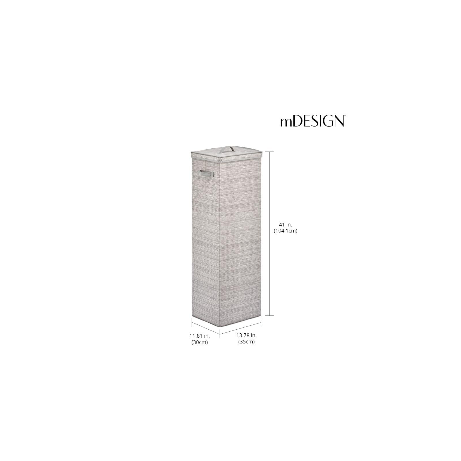 mDesign Tall Gift-Wrapping Paper Storage Box with Handles  Holder for Christmas and Holiday Organizer Container - Removable Lid for Rolls of Wrap  Inside Closet Storage Totes  Stripe  Taupe/Tan