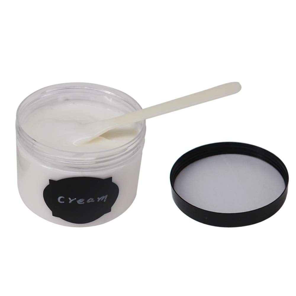 Zmybcpack 12 Pack 8 Oz Clear Plastic Jars With Black Lids, A Spatula, A Pen & Labels - Bpa Free Pet Container For Cosmetics, Cre