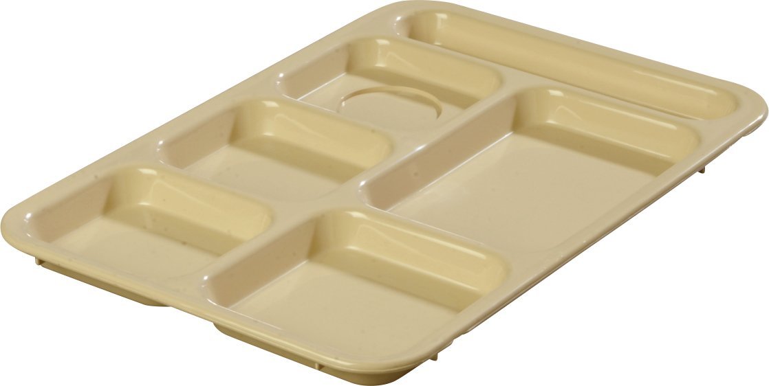 Carlisle FoodService Products Right-Hand 6-Compartment Tray, 10 x 14, Tan, (Pack of 24)