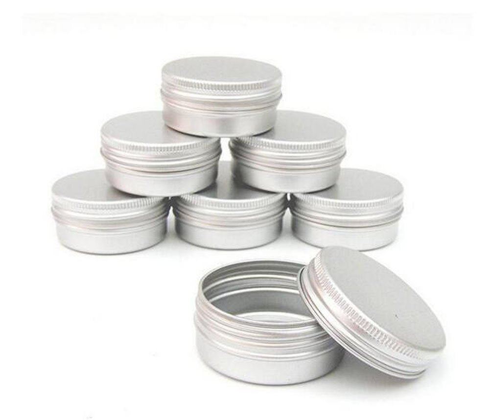 Ericotry Pack Of 12 Aluminum Tin Jars Round Pot Screw Cap Lid For Lip Balm Nail Art Cream Cosmetic Make Up Eye Shadow Powder Pot