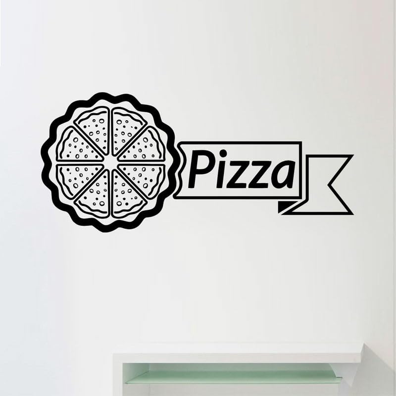 GADGETS WRAP Wall Decal Vinyl Sticker Pizza Pattern And Lettering for Office Home Wall Decoration