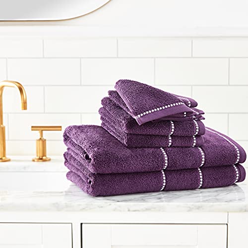 Lavish Home 6Pc Towel Set - Cotton Bathroom Accessories With 2 Bath Towels, 2 Hand Towels, And 2 Wash Cloths - Quick Dry Towels