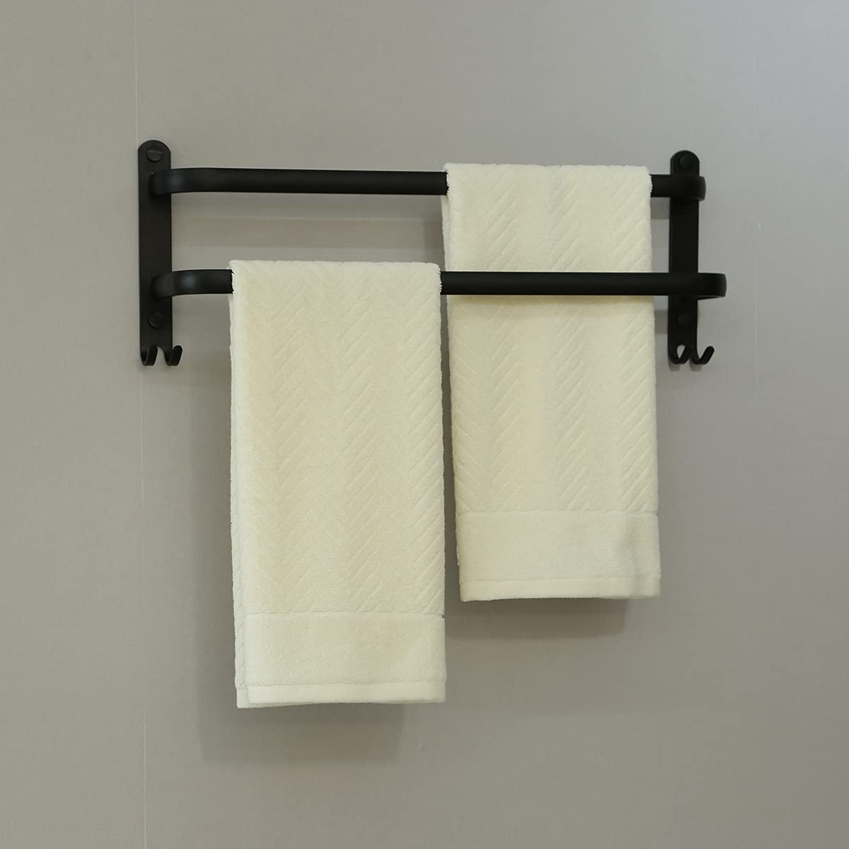 Yiluomo Beige Hand Towel Set Of 2 100% Cotton Ultra Soft Highly Absorbent Striped Pattern Decorative Hand Towel For Bathroom 13'