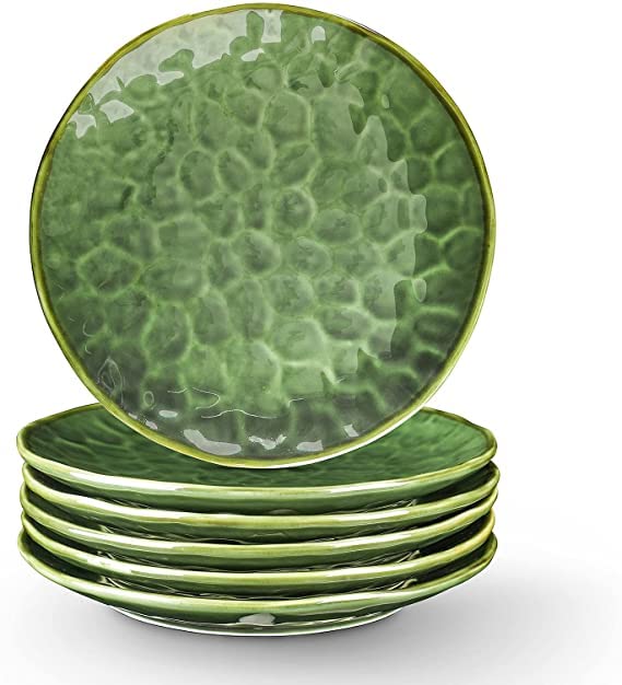 Vicrays Ceramic Dinner Plates Set, 10.5 Inch, Set Of 6, Round, Microwave, Oven, Dishwasher Safe, Scratch Resistant, Porcelain Fl