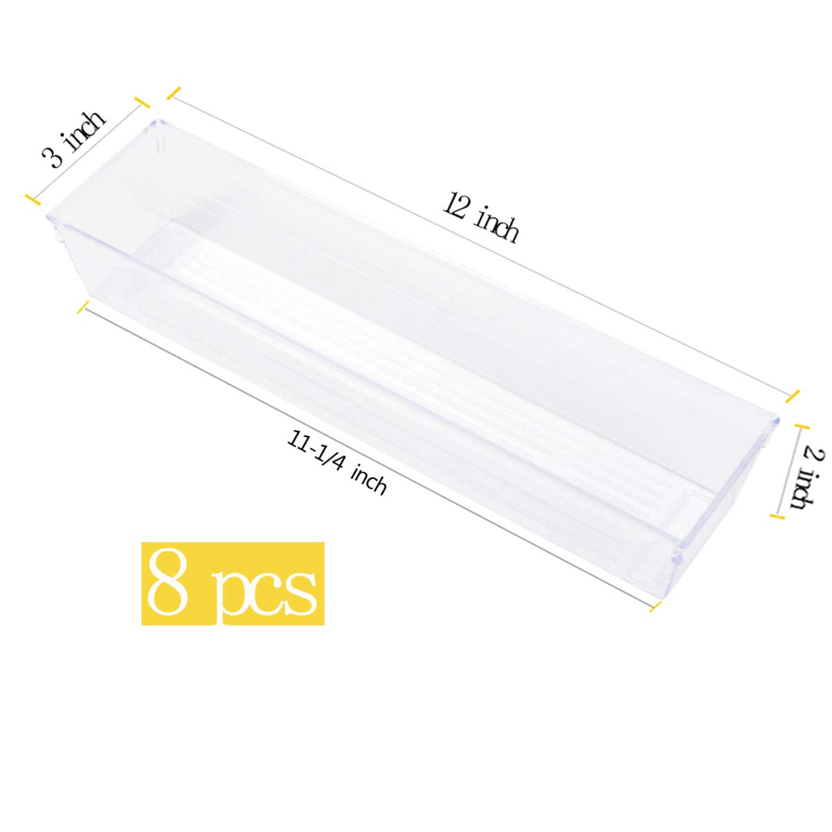 Backerysupply Clear Plastic Drawer Organizer Tray for Vanity Cabinet (12     3     2   ,Set of 8),Storage Tray for Makeup, Kitch