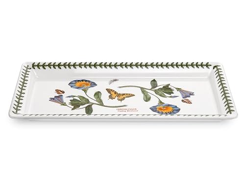 Portmeirion Botanic Garden Sandwich Tray | 11.75 Inch Serving Tray With Convolvulus Motif | Made From Porcelain | Microwave, Dis