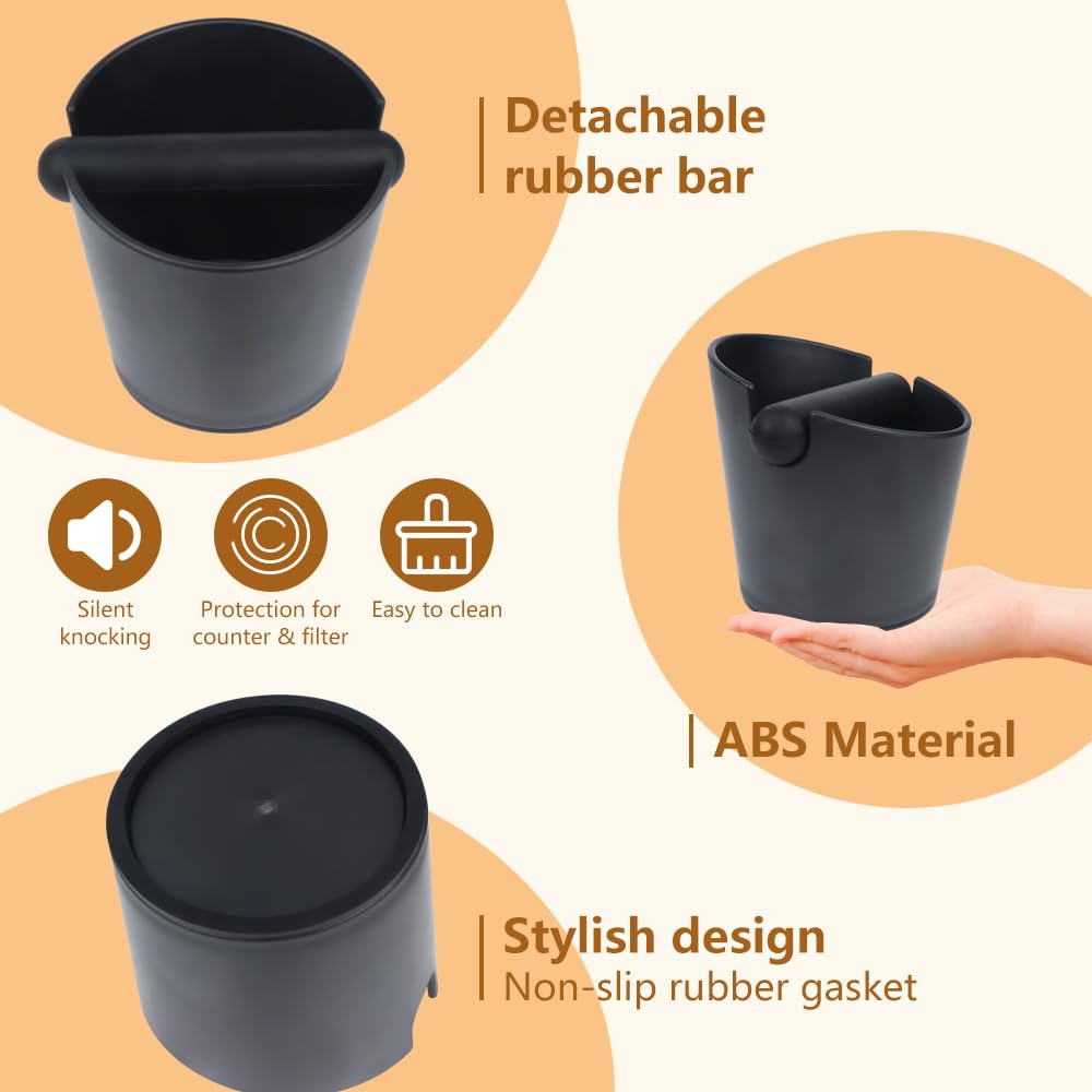 Espresso Knock Box 4.8 Inch Coffee Dump Bin For Coffee Grounds,Coffee Waste Bin With Removable Knock Bar And Non-Slip Base,Shock
