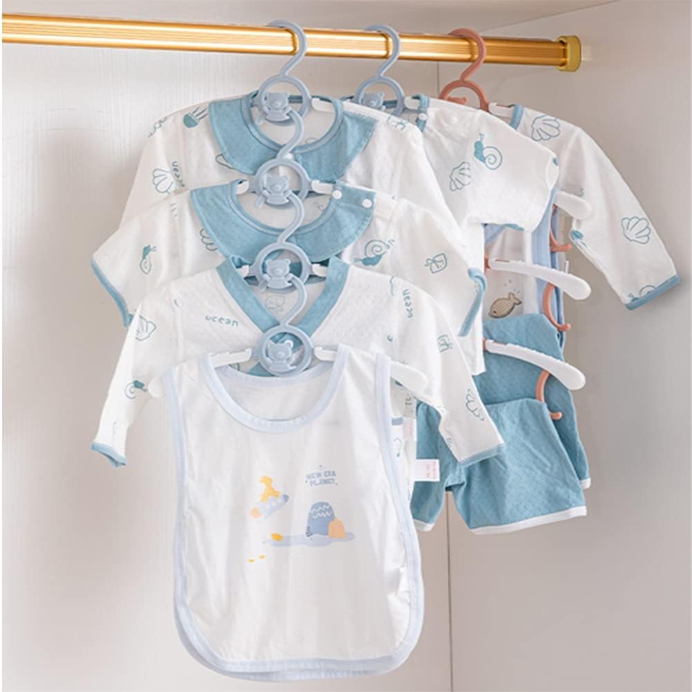 Hgyze Kid Hangers For Closet 50Pcs, Blue Infant Clothes Hanger 11-14'' Adjustable Plastic Baby Coat Hangers With Bear Hook, Non-
