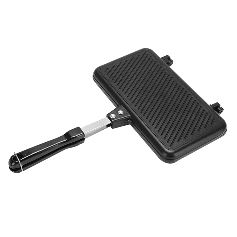 Hemoton Sandwich Baking Pan Aluminum Non Stick Omelette Pan Double Sided Frying Pan Sandwich Maker Pan Snack Griddle Pan For Bre