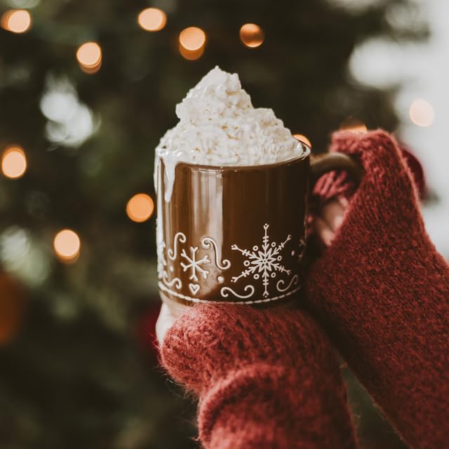 Sweet Water Decor Gingerbread Coffee Mug, 14oz Stoneware, Brown, Dishwasher & Microwave Safe, Holiday Winter Cup for Coffee & Tea