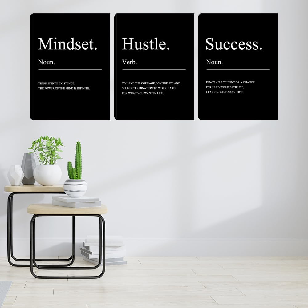 Large Motivational Office Wall Decor Mindset Canvas Wall Art Hustle Posters Prints Entrepreneur Success Paintings Picture Artwor
