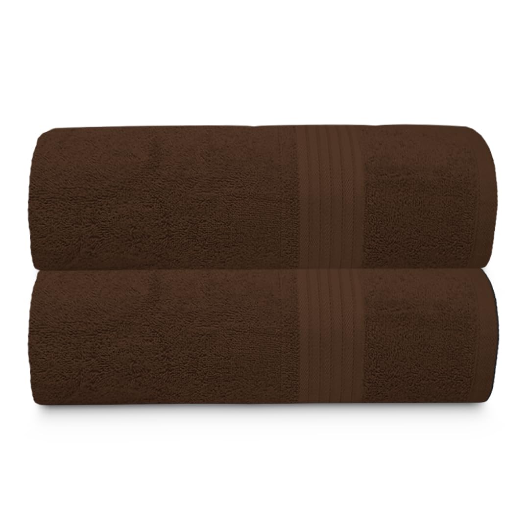 Textila 100% Cotton Bath Sheet Towels - Jumbo Size 35X70 Inches, Ultra Soft And Absorbent, (2 Pack - Brown) Luxury Oversized Tow
