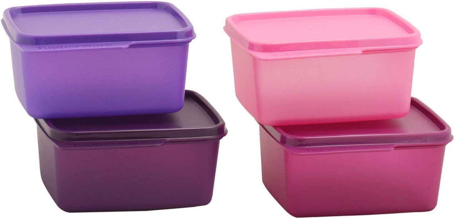 Keep Tabs Plastic Storage Container, 500Ml, Airtight Lid, BpaFree, Stackable, Multipurpose, Multicolor (Set Of 4)