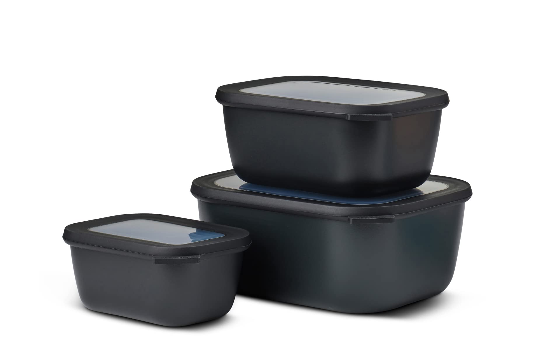 Mepal - Multi Bowl Cirqula 3-Piece Set Nordic Black - 750, 1500, 3000 Ml - Food Storage Containers With Lid - Airtight Storage B