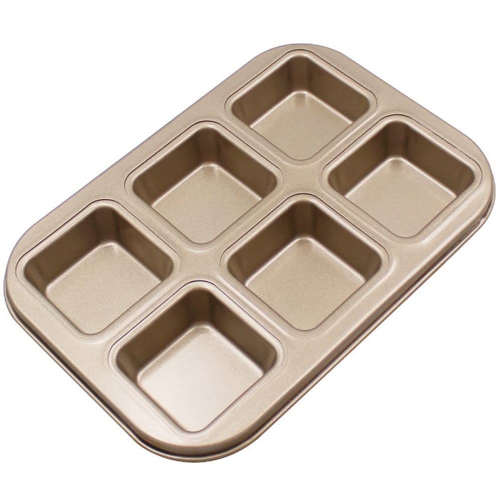 Xzjmy Bun Pan,Muffin Pan,Mini Square Cake Pan,6 Cup Non-Stick Cupcake Baking Pan For Making Muffins Or Cupcakes (6 Cavity)