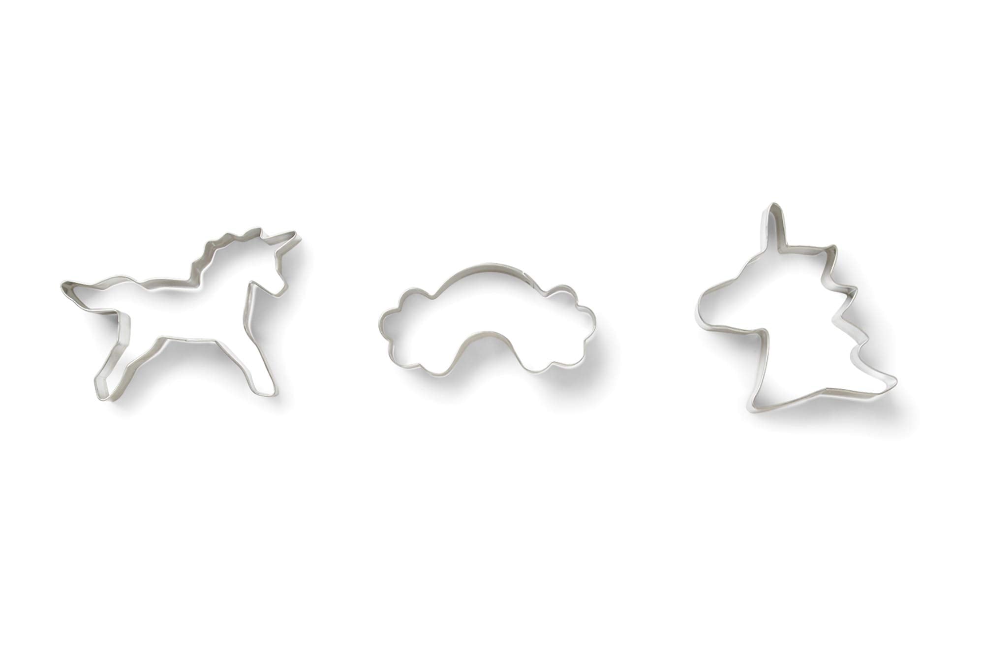Fox Run Unicorn And Rainbow Cookie Cutters, Set Of 3, Stainless Steel