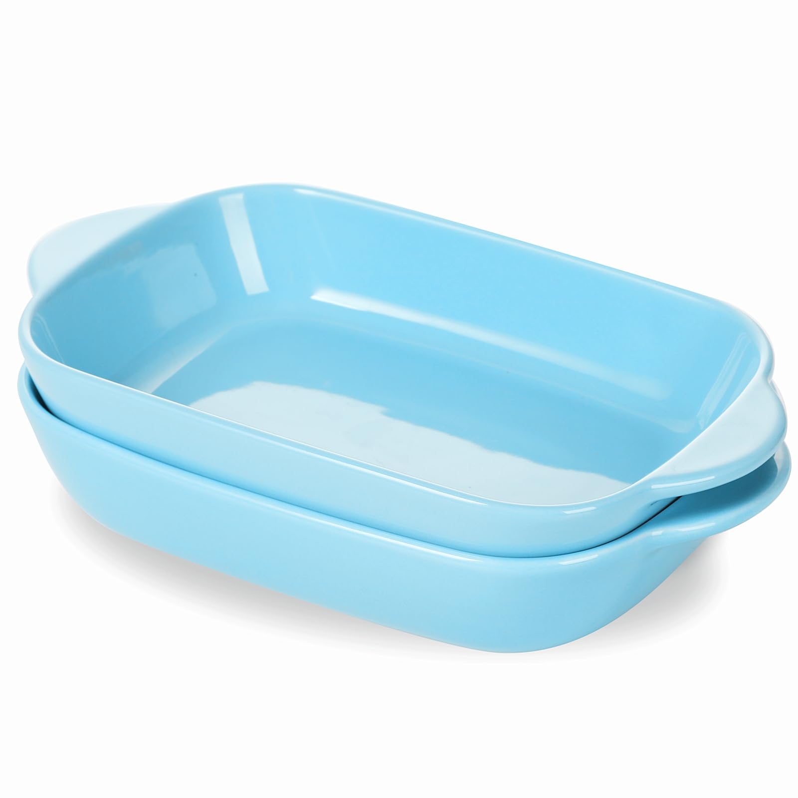LEETOYI Ceramic Small Baking Dish, Porcelain 2Piece Rectangular Bakeware with Double Handle, Baking Pans for Cooking and Cake D