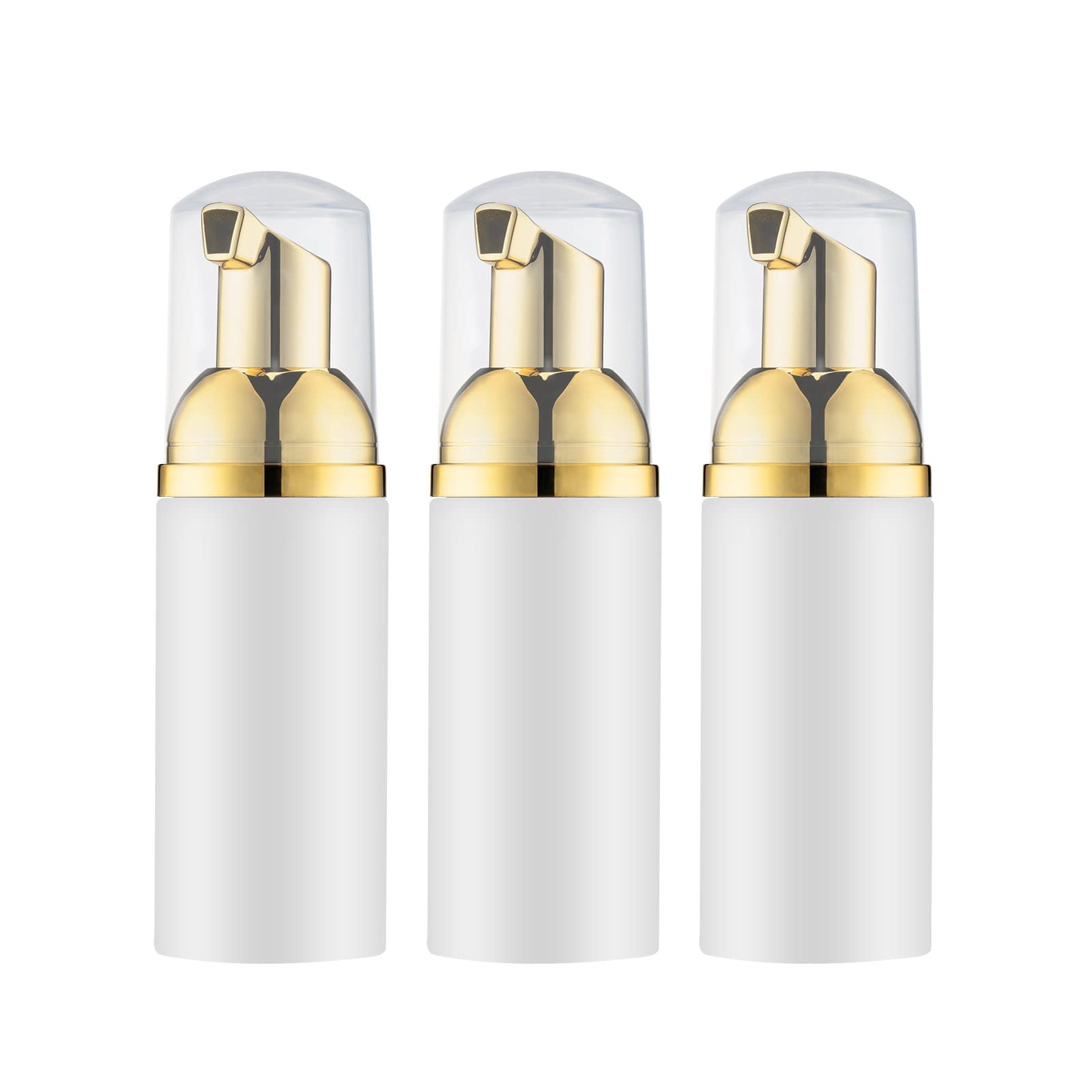 Tekson 2 Oz Foam Bottle With Gold Pump, Empty Travel Foaming Dispensers For Soap, Shampoo (3Pcs, Gold)