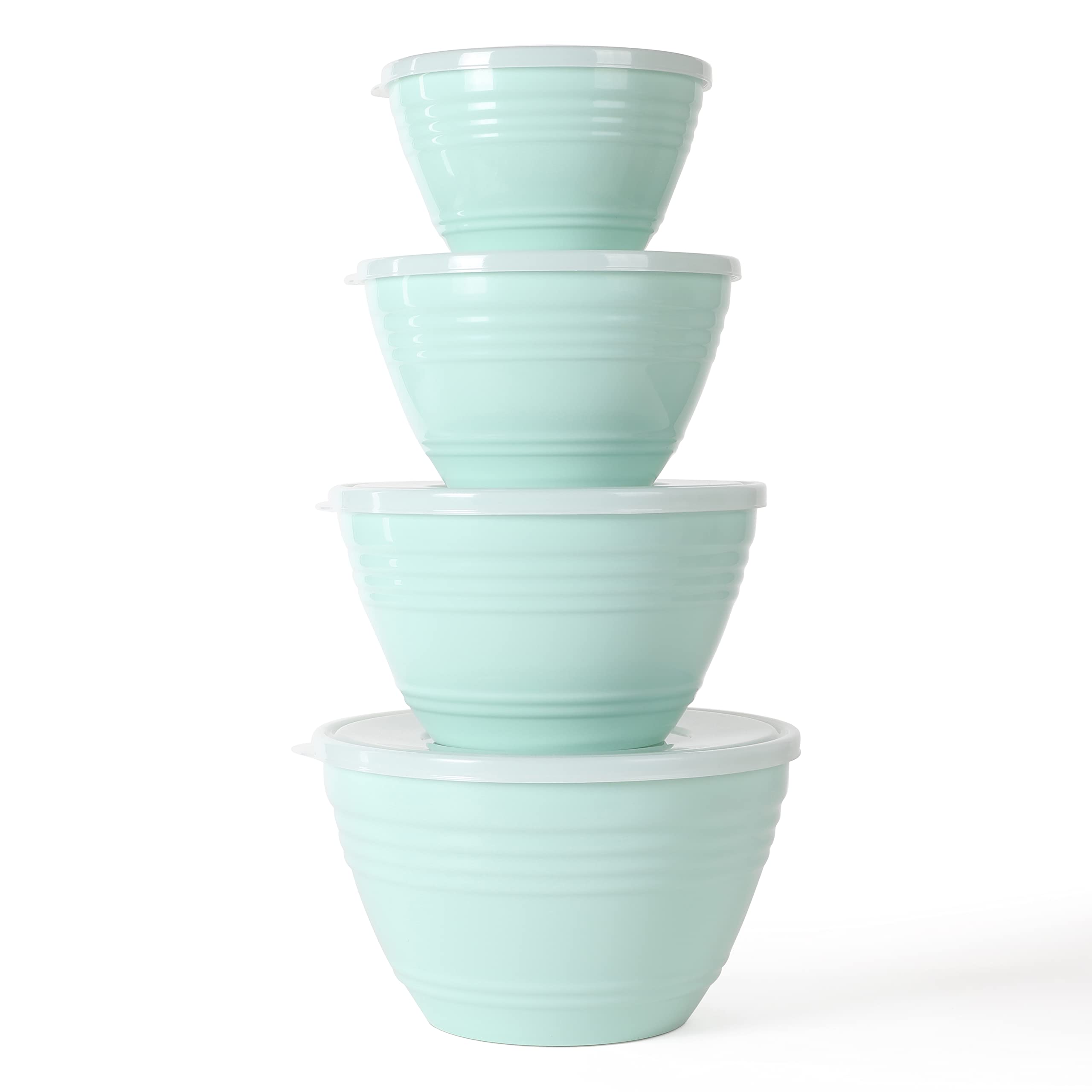 Martha Stewart Hoyt 8 Pc Round Mixing Bowl Set W/Lid - 6.2 Qt, 4.3 Qt, 2.8 Qt, 1.8 Qt, Martha Blue