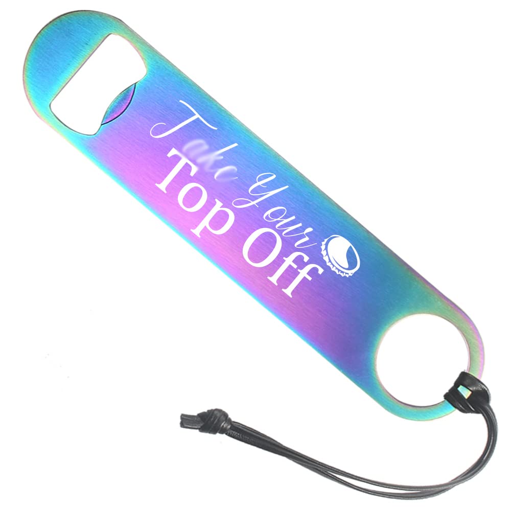 Funny Rainbow Colors Stainless Steel Flat Bottle Opener, Simple and Effective Bottle Openers flat bottle opener bartender Joke G