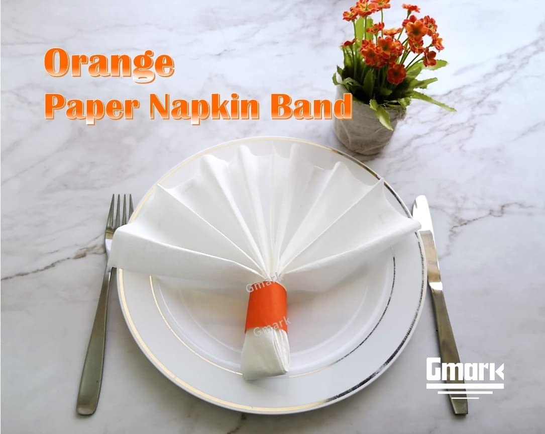 Gmark Paper Napkin Band Box Of 2500 (Orange), Paper Napkin Rings Self Adhesive Gm1061
