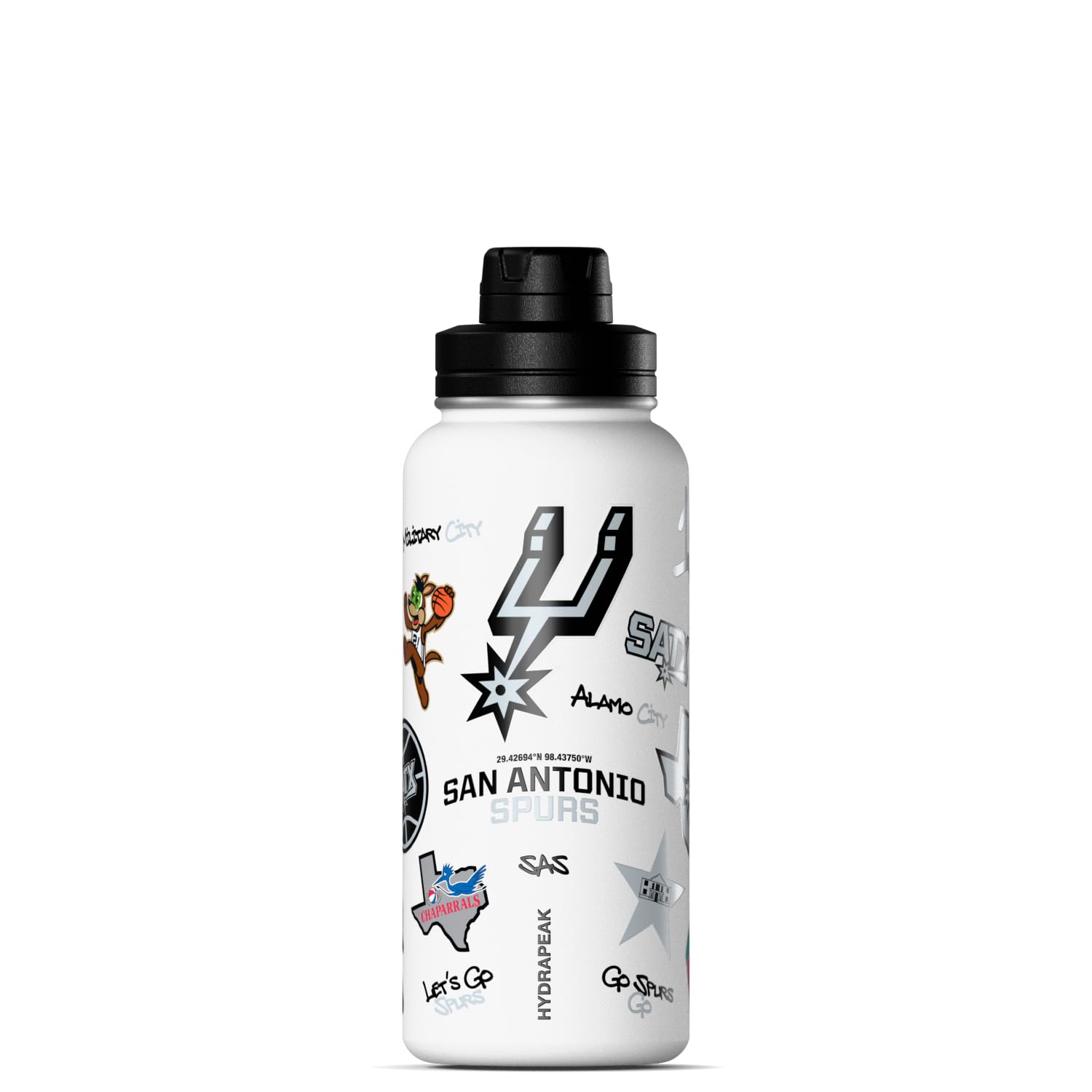 Hydrapeak x NBA Officially Licensed San Antonio Spurs 32 oz Active Water Bottle with Chug Lid Reusable Stainless Steel Double Wa