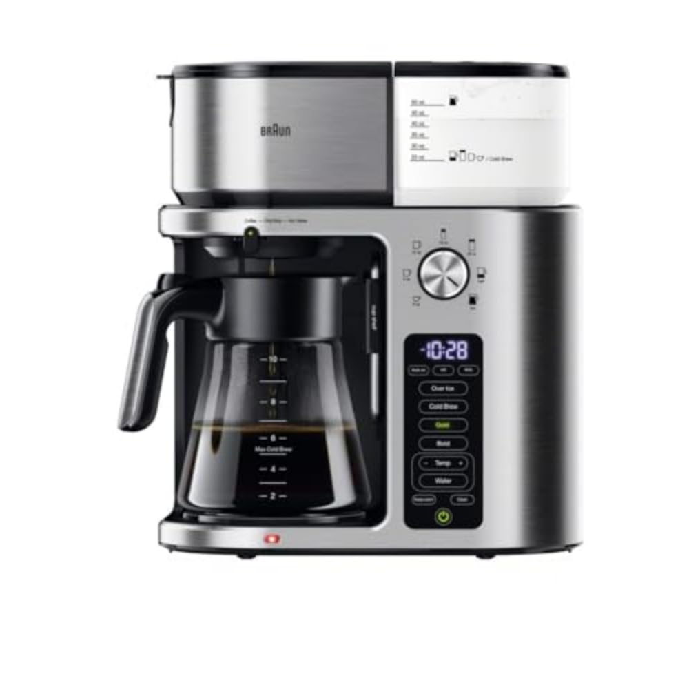 Braun Multiserve Plus 10- Cup Pod Free Drip Coffee Maker, 7 Brew Sizes/Hot & Cold Brew & Hot Water For Tea, Kf9370Si