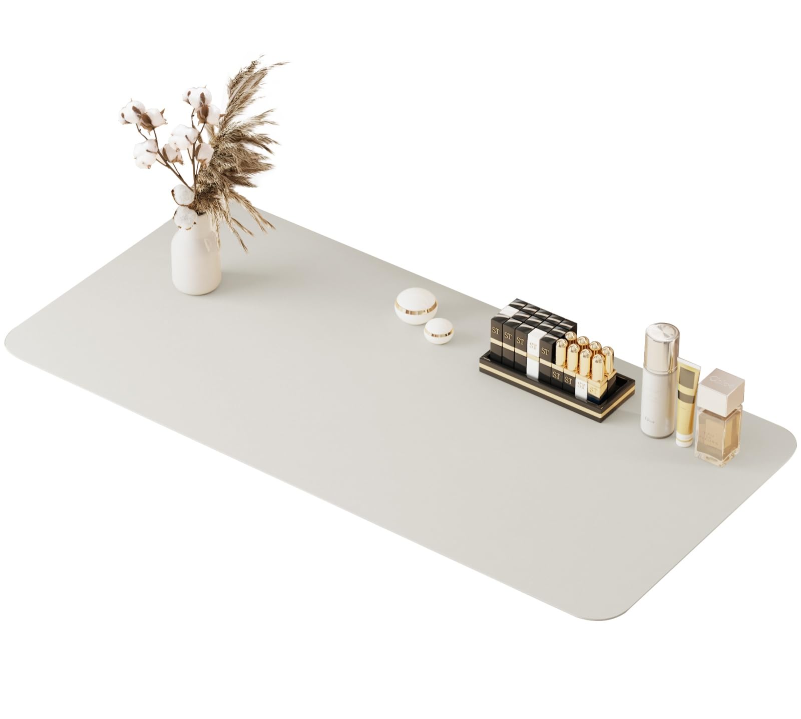 Metui 39.37 * 15.7 Large Makeup Mat For Vanity Top Protector,Cover Work Table Waterproof, Non-Slip Pad For Makeup Vanity. (Milk