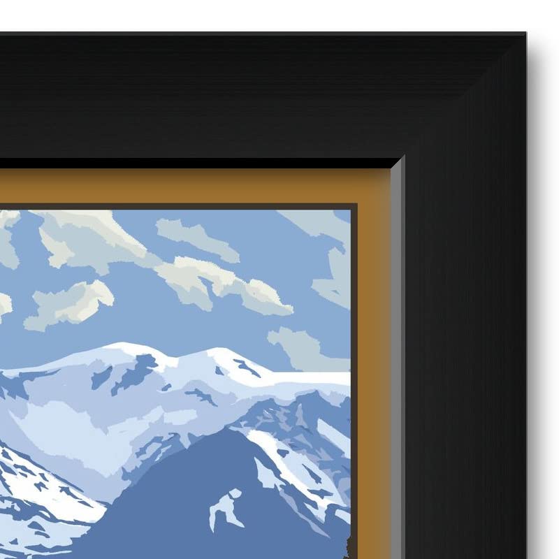 Colorado Snowy Mountain Ridges Professionally Framed Art Print From Travel Artwork By Artist Paul A. Lanquist Framed Art Size: 1