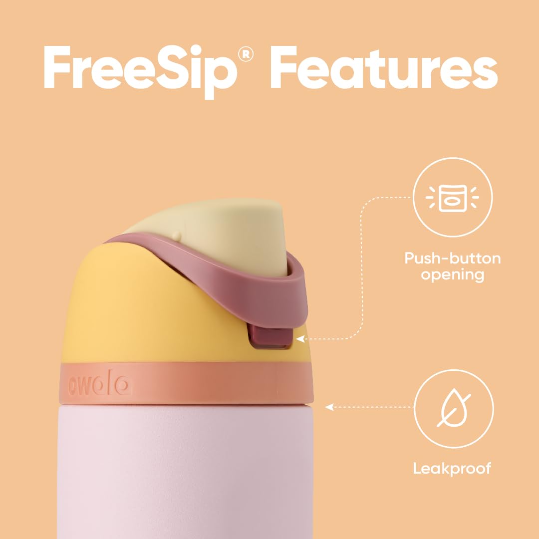 Owala FreeSip 24 oz Insulated Stainless Steel Water Bottle, BPA-Free, Candy Store Color