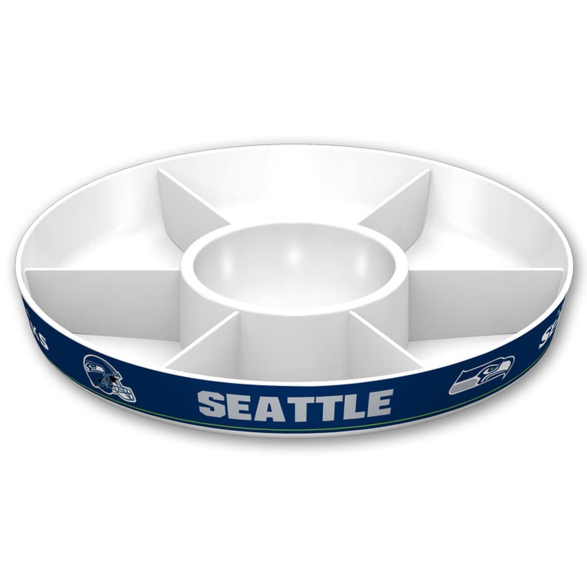 Fremont Die NFL Seattle Seahawks Party Platter, 14.5 Diameter, 14.5 Diameter, White/Team Colors